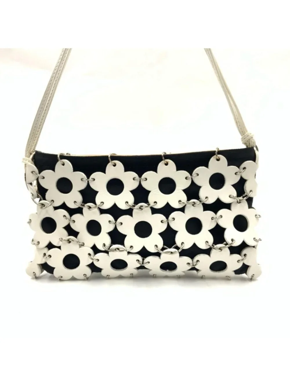 Celine Flower Mini Pouch Pochette White Black
